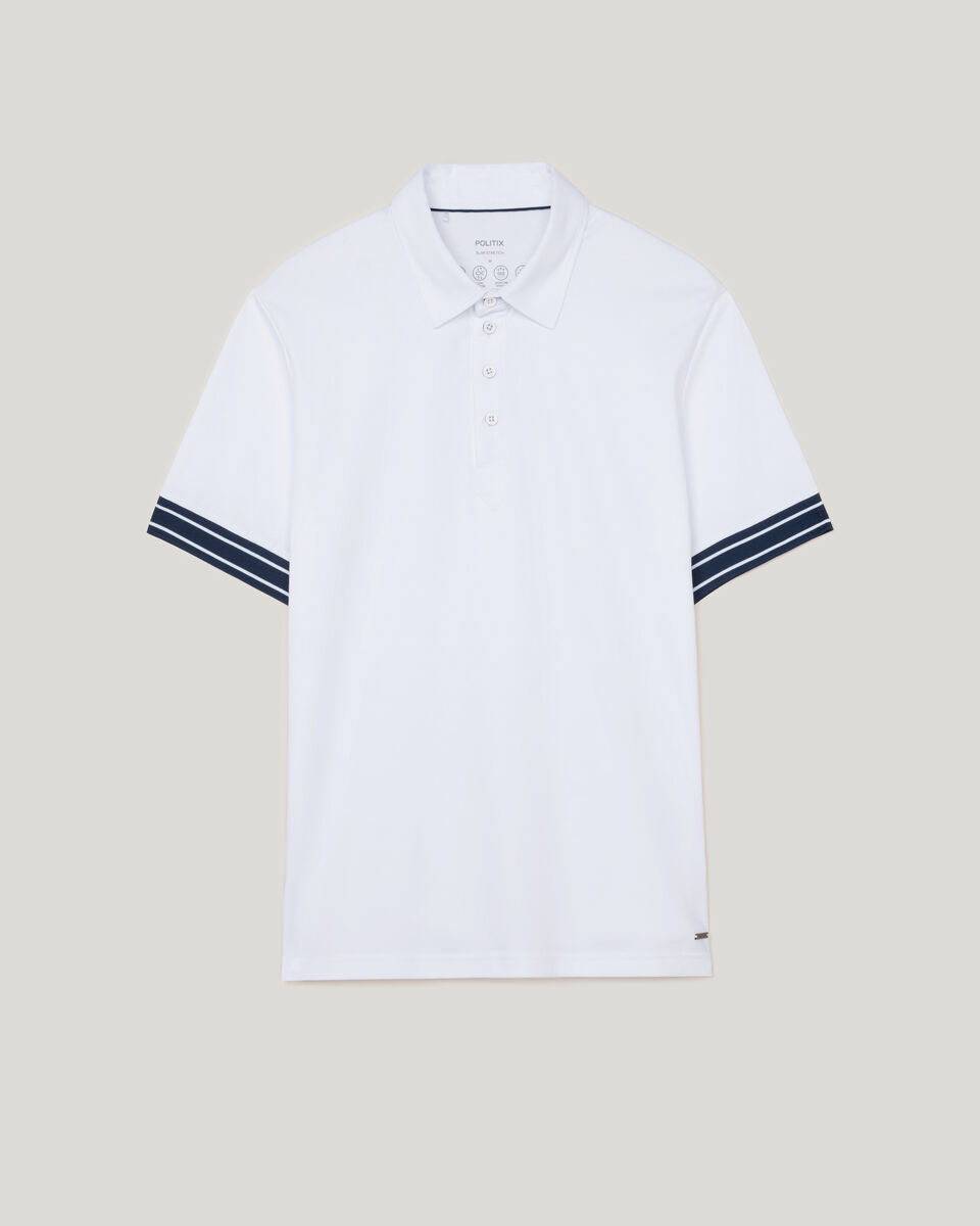 Stripe Travel Polo, White, hi-res